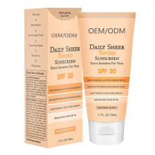 OEM / ODM Daily Sheer Увлажняющий солнцезащитный крем с минеральным оттенком SPF 30